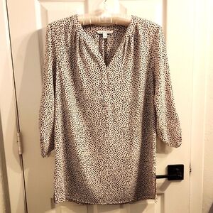 41 Hawthorn Black and Tan Relaxed Tunic with Mandarin Collar